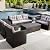 RICHSEAT Dark Brown Gradient PE Rattan Wicker Sectional Sofa 6 Piece 7 Seats Outdoor Patio Furniture Conversation Sets Loveseat Chair Seating Group with Cushions and Table