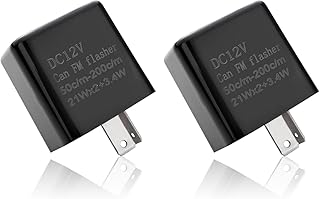 2 Pack Flasher Relays, 12 V LED Turn Signal Hyper Flash Relay, 2 Pin Speed Adjustable Electronic Flasher Relay, for Motorcycle, Car (Black)