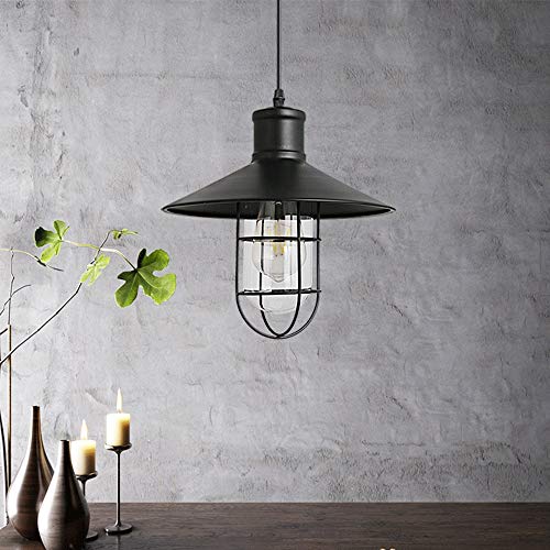 Lustre suspension industriel rétro en fer forgé noir pour plafond de restaurant et café - 4