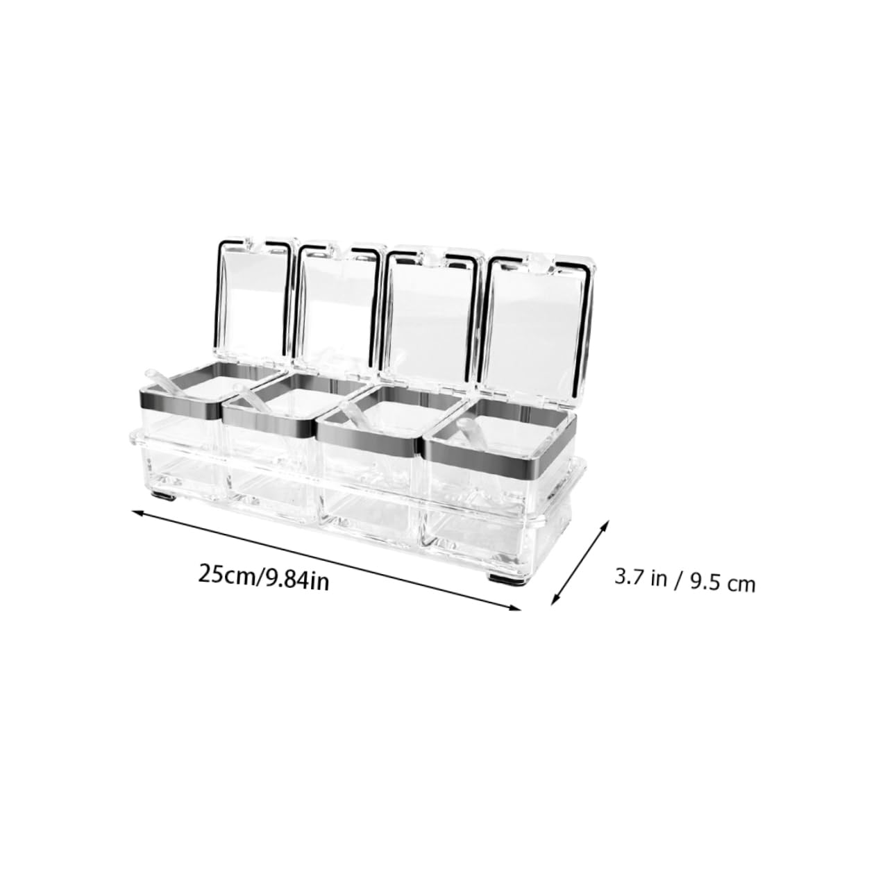 Luxshiny Gewürzbehälter Praktisches Küchenaufbewahrungsetui 4 Stück Acryl mit Deckel und Tablett Gewürzgläser für Salz und Gewürze als Einzugsgeschenk