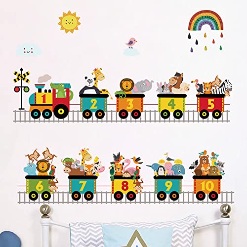 Alphabet Train Color Learning Educational Wall Decals Peel And Stick Cute Animal Wall Stickers For Educational Classroom Kids Playroom Bedroom Decorations (Train Numbers02) #TOP1