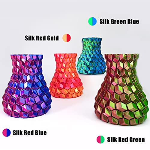 Image of 3D Printer Filament PLA, Rainbow PLA Filament 1.75mm + /-0.02mm, Silk PLA Dual Color Filament, 2 in 1 Coextrusion 3D Filament Bundle 200g x 4 Spools