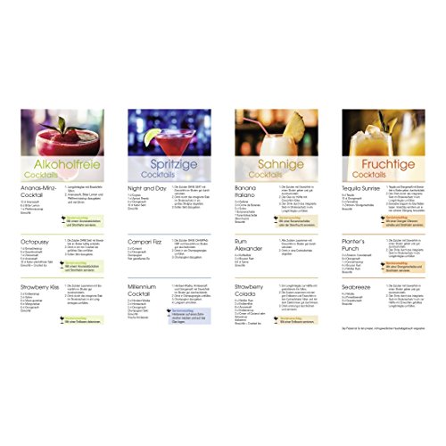 Foto von Xavax Cocktail-Shaker (Cocktail-Mixer aus Glas mit Edelstahl Aufsatz, Cocktailrezepten, Bar Set mit 400ml Füllmenge, Silikon-Ring, 4cl Messbecher-Deckel und Dosier-Sieb) transparent