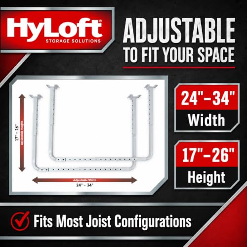 Image of HyLoft 33 in. x 34 in. Adjustable Garage Ceiling Mount Storage Rack Kit, Garage Overhead Storage Bracket, 80842-10, White
