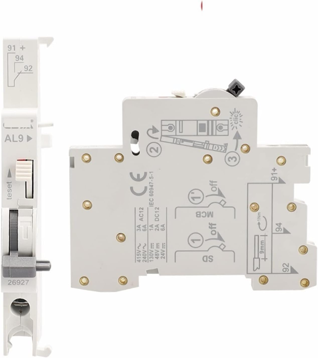 Contact auxiliaire AU9-OF compact pour disjoncteur C65N MCB