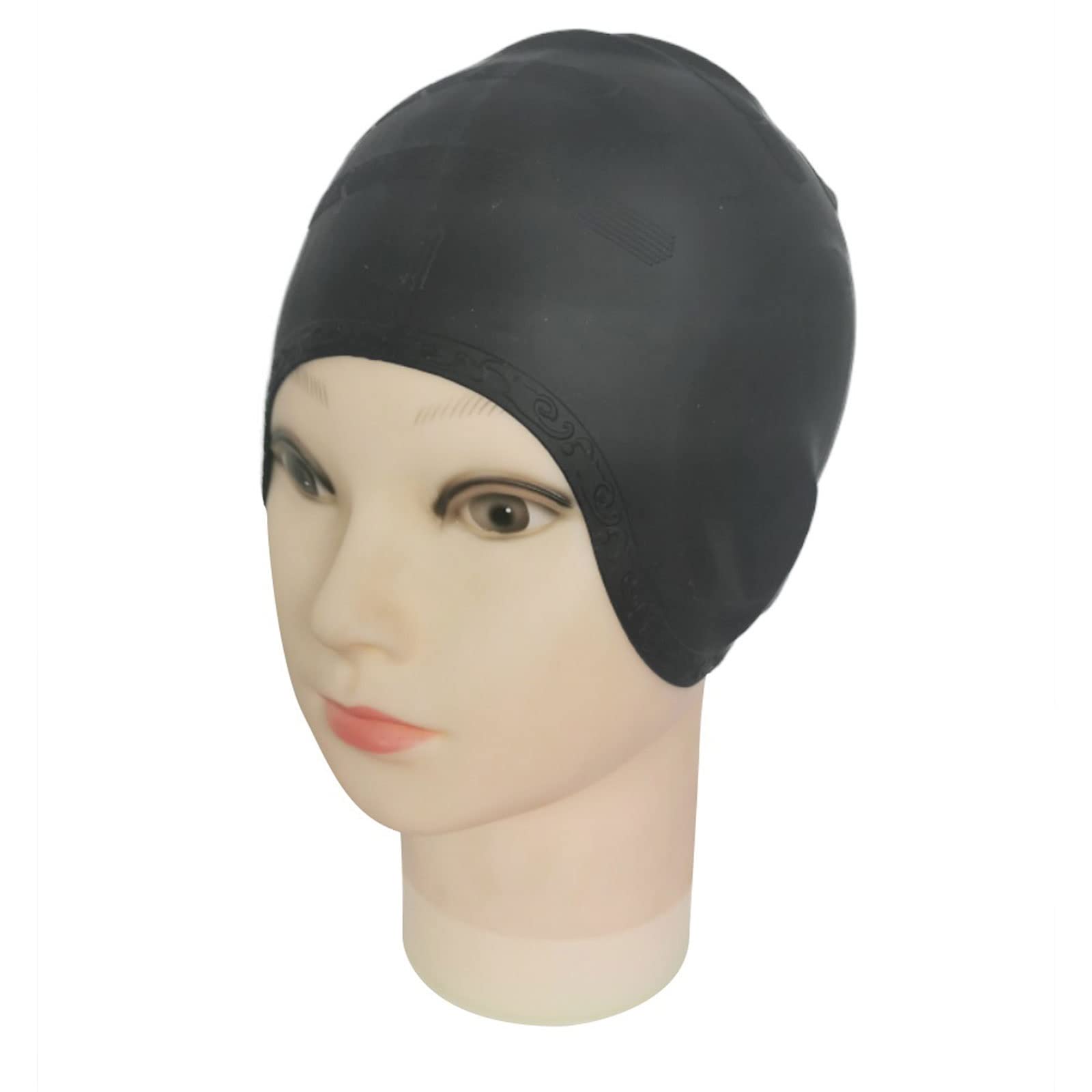 Gorro de baño Gorro de Buceo elástico de Silicona for Hombre, Mujer y Adulto, Resistente al Agua, for Piscina, protección auditiva, Deportivo(Black)