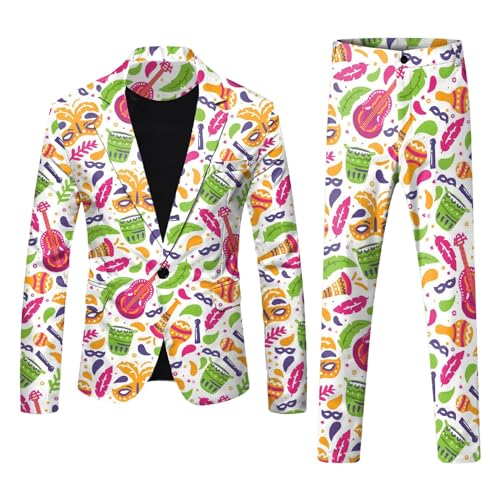 Veste de loisirs homme rose imprimée carnaval avec ceinture à boucle noire