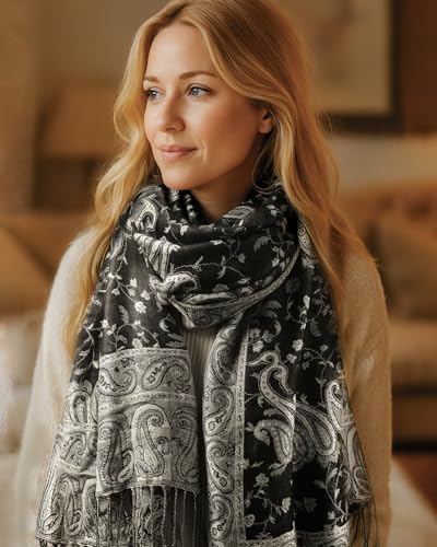 FURTALK Reversible Paisley Pashmina Shawl Wraps for Women Soft Exotic Indian Rave Scarf for Evening Dress Festival Scarves 7