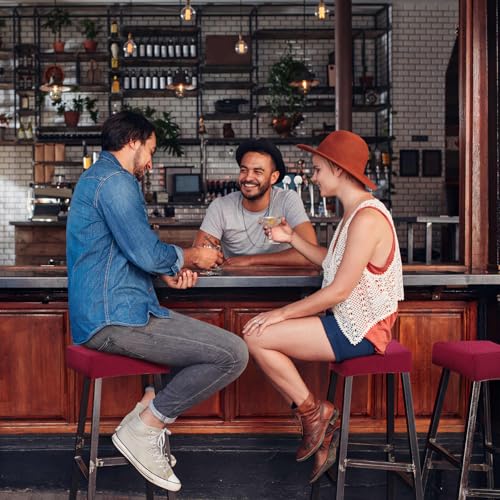 Image of YISUN Stool Covers Rectangle - 4 Pack Stretch Waterproof Saddle Seat Cover Counter Bar Stools Bar Chairs Covers Kitchen Island Chairs Cushion Protector (4, Wine Red)