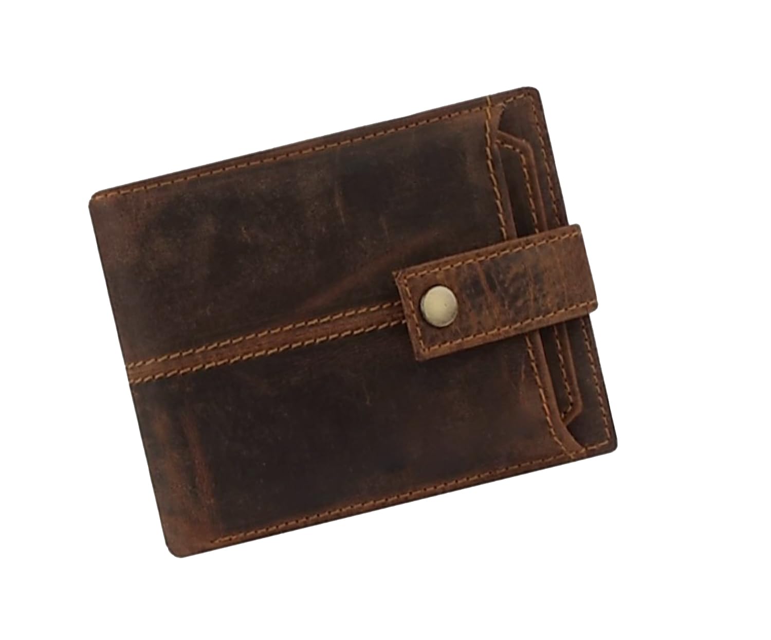 KM Wallets Genuine Leather Wallets for Men, Vintage Handmade Slim Bifold Men's Wallet with RFID Blocking with Ten Card Slot. (Brown)-image-40