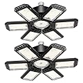 AUDLES 2 Pack Garage Light, 200W LED Shop Lights, E26/E27 LED Garage Light Super Bright LED Garage Ceiling Lights with 6+1 Deformable Panels Garage Lighting for Warehouse, Workshop, Basement, Garage