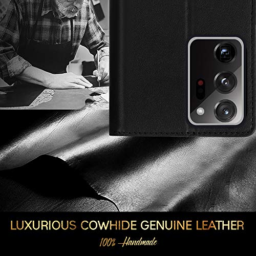 Fyy Case For Samsung Galaxy Note 20 Ultra 6.9", Luxury [Cowhide Genuine Leather][Rfid Blocking] Wallet Case, Flip Folio Case With Kickstand Function And Card Slots For Galaxy Note 20 Ultra 6.9" Black #TOP6