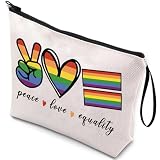 Creakraft Rainbow Proud Accessories Peace Love Equality Bags Inspired Positive Gift Pouch Gifts For Women Girls Friend Travel Vacation Novelty LGBTQ Ally Support Gift Organizer Zipper Pouch