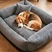 4L Textil Teo Kuscheliges Hundebett Bezug abnehmbar und waschbar Hundekorb mittelgroße Hunde Hundekissen flauschig Hundekörbchen Hundesofa (100x80 cm, Dunkelgrau)