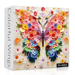 Butterfly Puzzles for Adults 1000 Pieces, Challenging Colorful Flower Butterflies Puzzles with Paper Art, Difficult Animal Plant Jigsaw Puzzles for Adults