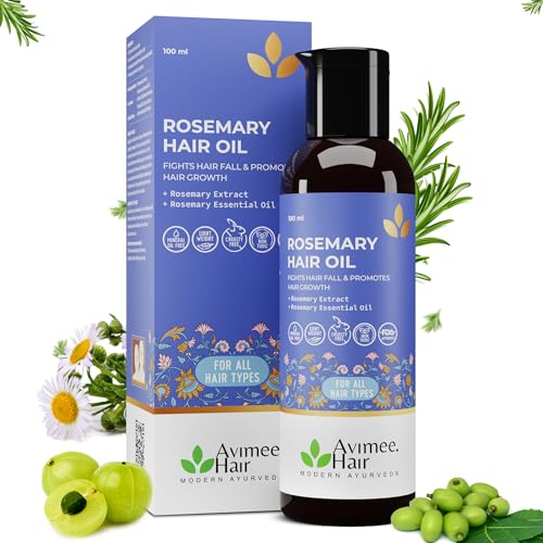 Avimee Herbal Rosemary Hair Oil | For Hair Growth, Hair Fall Control And Dandruff | 100% Pure & Natural | Mineral Oil Free | 100mL For Rs. 269