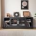 LINSY HOME Farmhouse TV Stand for 65 Inch TV, Wood Entertainment Center with Glass Door Storage Cabinet & Adjustable Shelves, Sturdy TV Console Table for Living Room Bedroom, Black