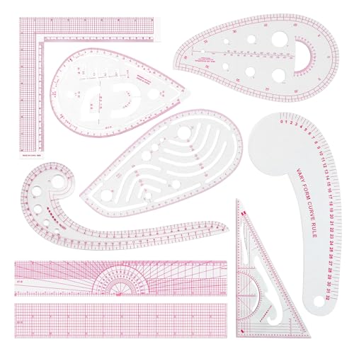 HLZC Fashion Clear Metric Sewing Ruler Set, French...