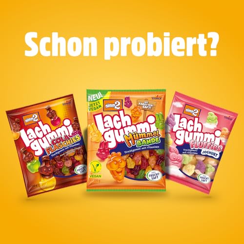 nimm2 Lachgummi YoDinos – 1 x 300 g – Vegetarische Fruchtgummis mit Fruchtsaft, Vitaminen und Joghurt – Süßigkeit in vier Geschmackskombinationen