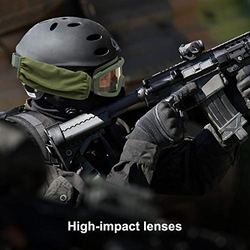 Image of xaegistac Airsoft Goggles-Tactical Goggles Anti Fog ANSI Z87.1 | Military Eyewear with 3 Interchangable Lens for Paintball Riding Shooting Hunting Cycling