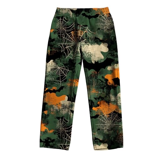Men's Pumpkin Graphic Pants Fashion Wide Legs Elastic Waist Trousers Casual Halloween Bottoms3
