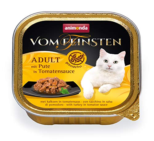 Animonda Vom Feinsten Adult, Nassfutter für ausgewachsene Katzen Von 1-6 Jahren, mit Pute in Tomatensauce, 32er Pack (32 x 100 g)