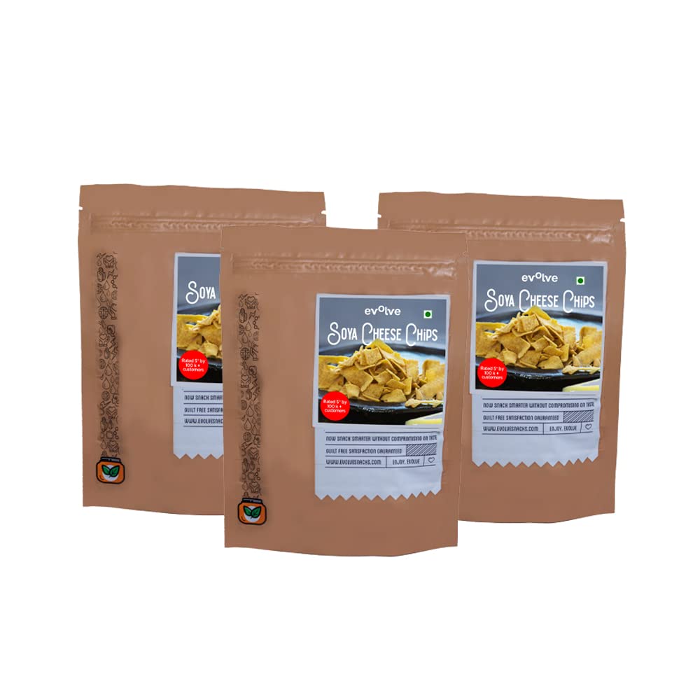 Evolve Soya Cheese Chips Healthy Snacks for Kids, Adults | Gluten Free, High Protein, Vacuum Cooked, No Preservatives, Delicious Crunchy Snack - 100g Pack of 3 (B08D5W5W4G) Amazon Price History, Amazon Price Tracker
