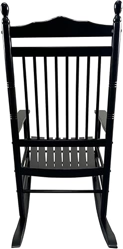 Miniatura 5 de Silla mecedora de madera maciza, balancín de porche delantero para adultos, carga de 280 libras