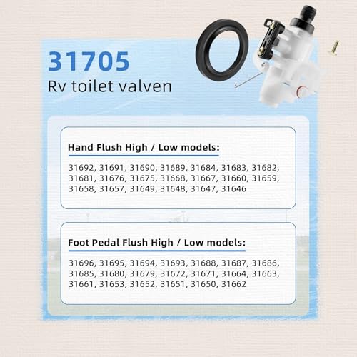 Image of 31705 RV Toilet Valve,RV Toilet Water Valve Replacement Kit for Thetford RV Toilet Parts 31705, fits all Aqua Magic V High /Low Models such as 31687 31683 31688