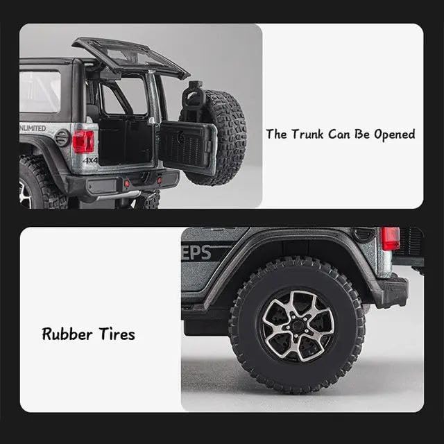 Image of Metal Pull Back Diecast Car 1:32 Wrangler Rubicon Jeep Pull Back Car Model with Sound Light Boys Gifts Toys for Kids【Pack of 1】