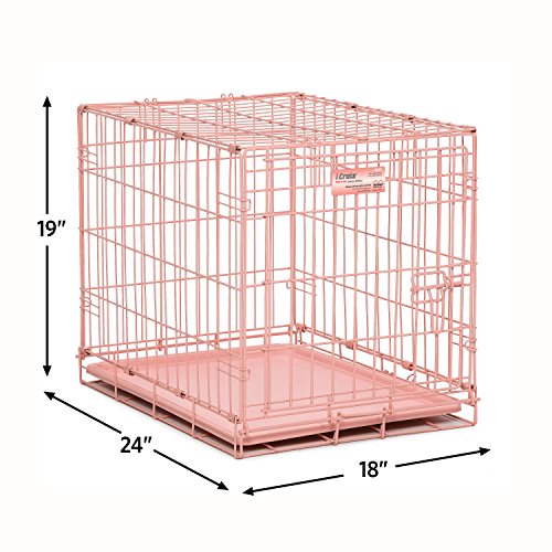 MidWest Homes for Pets Newly Enhanced Single Door iCrate 58.4cm (22-Inch) Long Dog Crate Kit, Includes Dog Crate, Pet Bed, 2 Bowls & Crate Cover, Divider Panel, Patented Features, Pink, 1522DD-KIT - Image 5