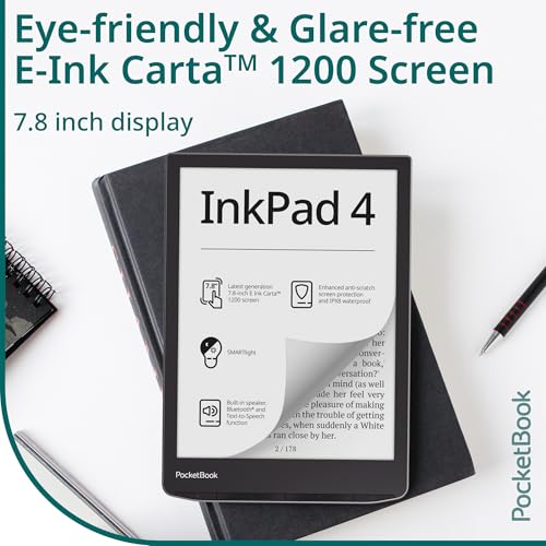 Image of PocketBook InkPad 4 | Eye-Friendly Audio & E-Book Reader | Large 7.8ʺ E-Ink Display | Anti-Scratch Protection | Text-to-Speech Function | Bluetooth | Built-in Speaker | SMARTlight | IPX8 Waterproof