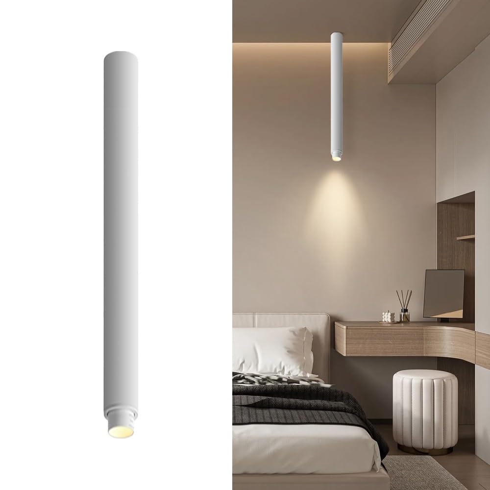 Jadssox Oprawa Sufitowa LED Zoombar Długa Rura, 7W Ogniskowanie Sufitu Kierunkowe Spoty do Salonu, Sypialni, Korytarza, Galerii, Oświetlenie Spot Zoom 15°-60°(White,80cm)