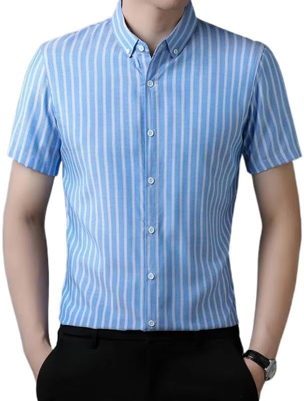 Men's T-Shirt Striped Short Sleeve Lapel Cotton Shirt