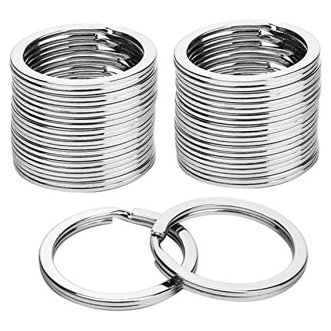 Sunmns 24 Pack Flat Key Rings Metal Split Ring for Home Car Keys Organizations, Jewelry Making, 1 Inch (Silvery) Cover