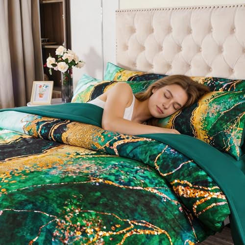 Parure de lit marbre vert pour une chambre parentale rétro