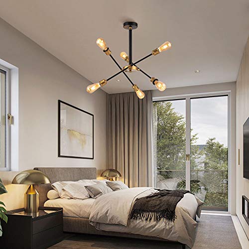 Lustres industriels 6 lumières suspendues en fer pour éclairage maison chic