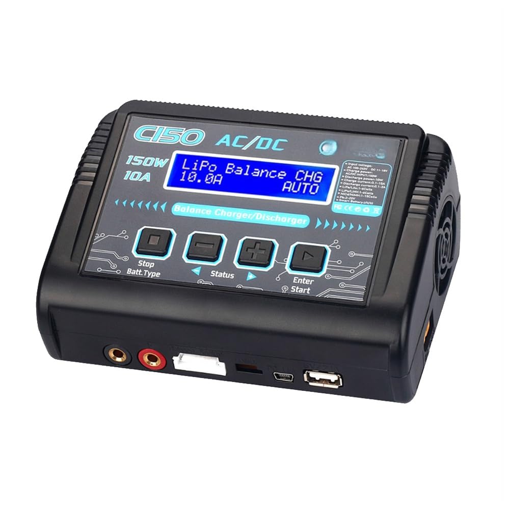 Taoke RC Hobby Lipo Balance Charger Cargador de descarga de batería AC/DC 150W 10A 1-6S Compatible con baterías inteligentes NiCd Li-ION Life NiMH LiHV PB