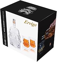 Vista 4 de Generic Juego de decantadores de whisky transparente y creativo con 2 vasos de jarra, jarra de whisky para vino, escocés, borbón, vodka, licor