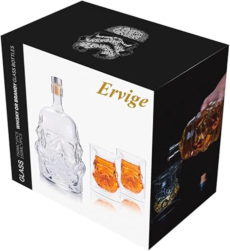 Miniatura 7 de Generic Juego de decantadores de whisky transparente y creativo con 2 vasos de jarra, jarra de whisky para vino, escocés, borbón, vodka, licor,