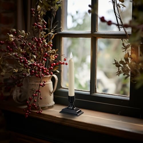 Homemory 12 Pcs Window Candles with Sensor Dusk to Dawn, Ivory Electric Window Candle Flickering, Christmas Fake Candles Battery Operated, Led Candlesticks with Black Holders for Xmas Holiday Decor by Homemory - Used condition - Image 6