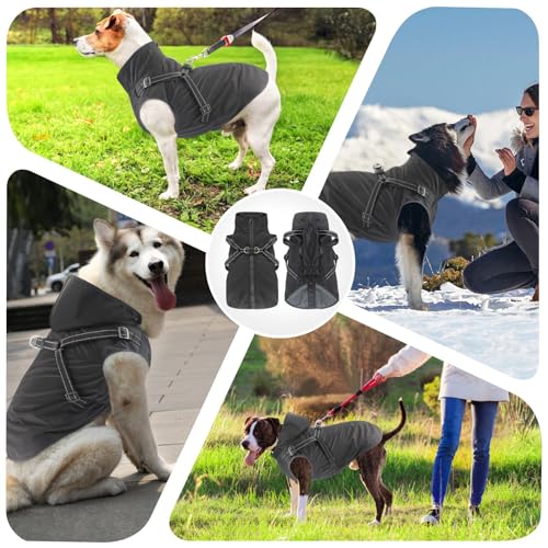 Mosucoirl Capa de chuva para cães, impermeável, com capuz refletivo, capa de chuva ajustável para cã