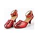 Women's Sequined Leather Pointed Toe Kitten Heel Latin Ballroom Dance Shoes Rubber Red Tag 44 - US 11