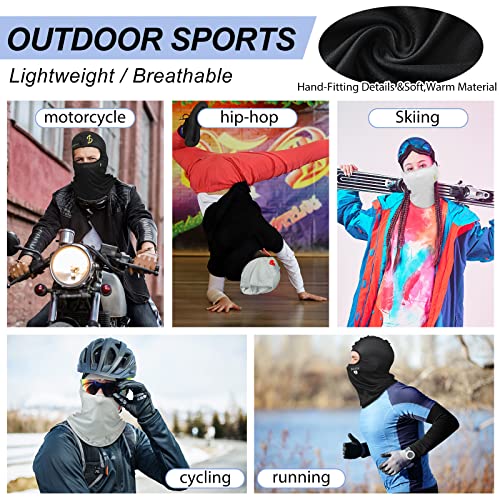 4 Pcs Face Mask Single Hole Ski Mask Knit Cycling Head Cover Sun Protection Balaclava Mask Shiesty Mask Pack For Cycling (Black, Gray, White,Stylish) #TOP4