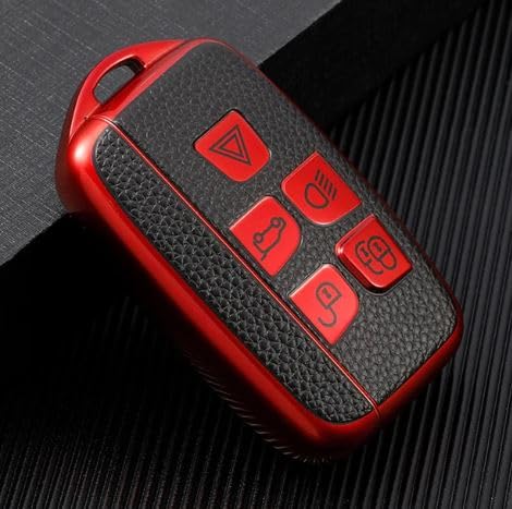 Soft Silicone Key Fob Cover Remote Control Premium Key Protection Case for Jaguar XE, XF, XJ, XEL, XFL, F-Pace (Red)