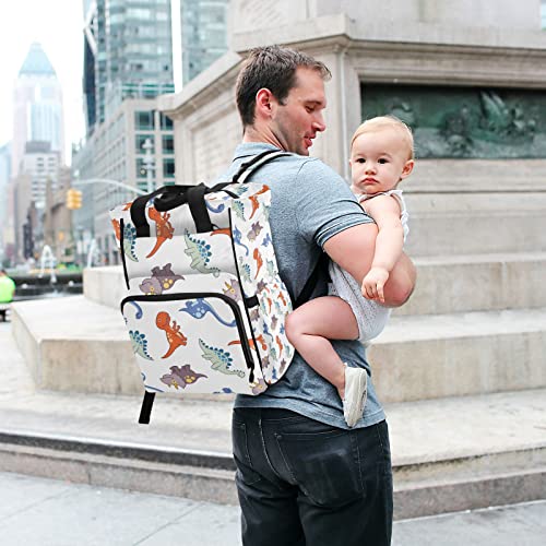 Mochila de fraldas de dinossauro padrão de dinossauros bolsas de bebê de grande capacidade multifunc