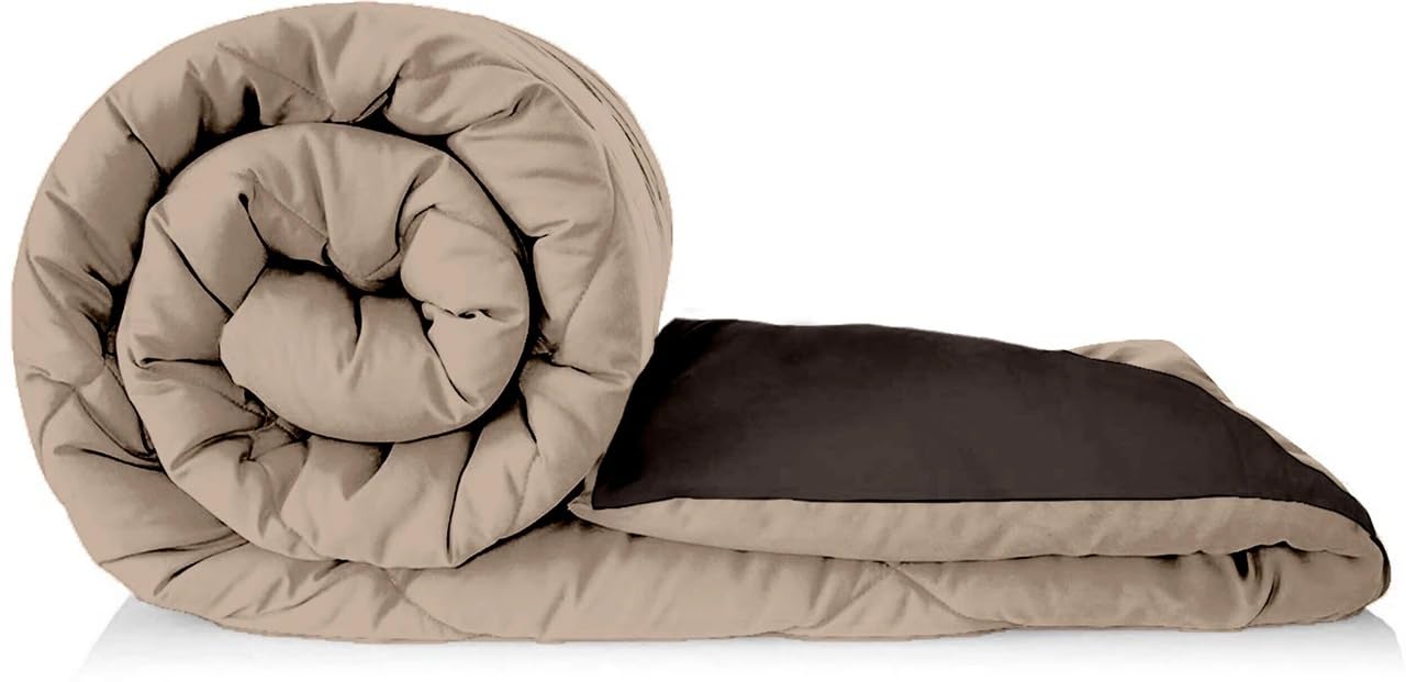Comfort Nest Solid Reversible Comforter (Double Bed) | Ultra Soft 120 GSM | Micro Polyester Comforters | Lightweight, Breathable, Comforter for AC Room | Beige & Brown (Double)-picture-28