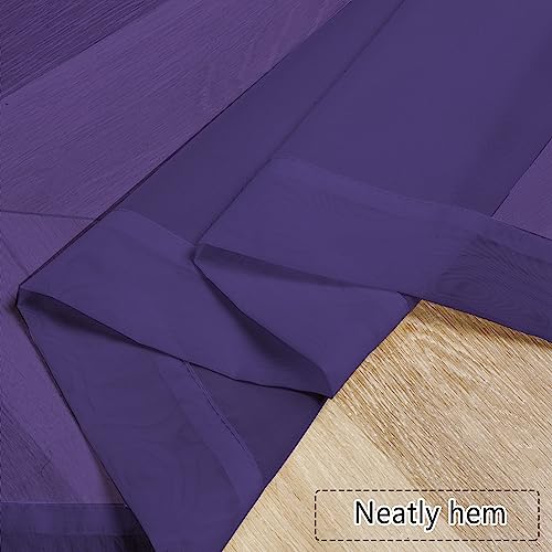 Image of Chyhomenyc Sheer Valances for Windows 2 Packs, 42Wx14L Inches Small Window Valance for Living Room Bathroom Cafe Laundry Basement, Elegant Rod Pocket Voile Valance, Purple