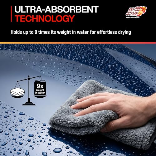 Image of Microfiber Car Cleaning Cloth 1200 GSM | Thick Dual-Sided Towel for Car & Bike | 40x40 cm | Multipurpose Ultra-Soft Edgeless, Lint-Free, Scratch-Free, Fast-Drying, Reusable | Pack of 1