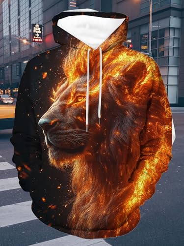 ZOCAVIA Mens Cool Animal Hoodies Fall 3D Graphic Hooded Sweatshirts Western Retro Long Sleeve Pullover Tops with Front Pocket2